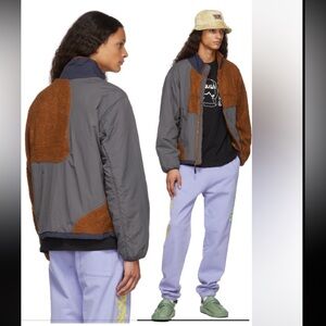 Brain Dead Brown & Gray Paneled Sherpa Jacket Size XS